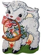 Lamb with Easter basket, Vintage Picture