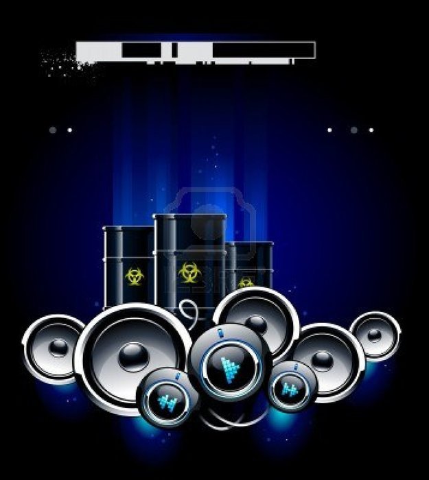 Stereo speaker on a blue background