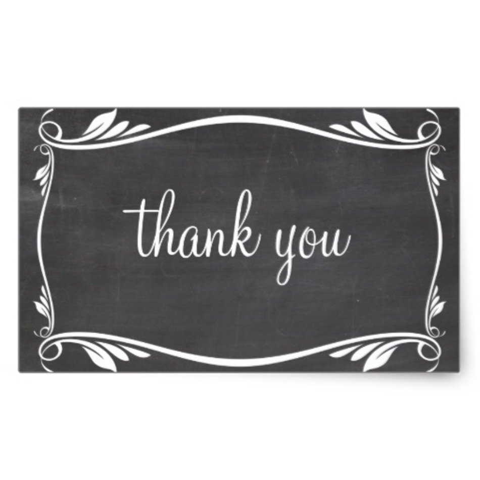 Ivory Flourish Chalkboard Thank You Stickers Zazzle