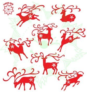 Yenty Jap Christmas Reindeer Digital Printable clipart