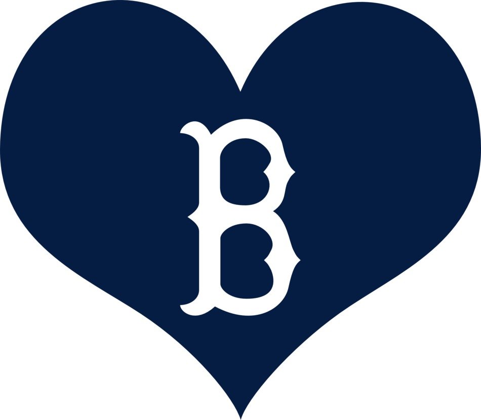 emblem with a letter on a blue heart