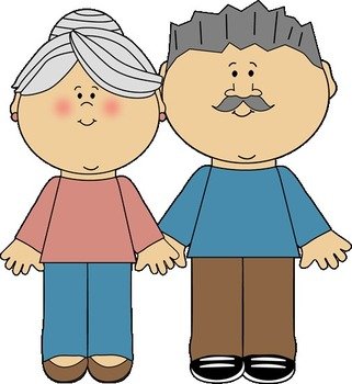 Grandparents Two Gray Haired The Grandmother Has Her