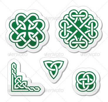 Celtic Green Knots Patterns Vector Religion Conceptual