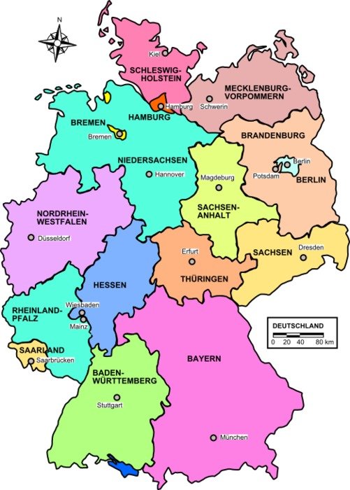 Landkarte Deutschland Politische Karte bundesl&228nder Weltkartecom
