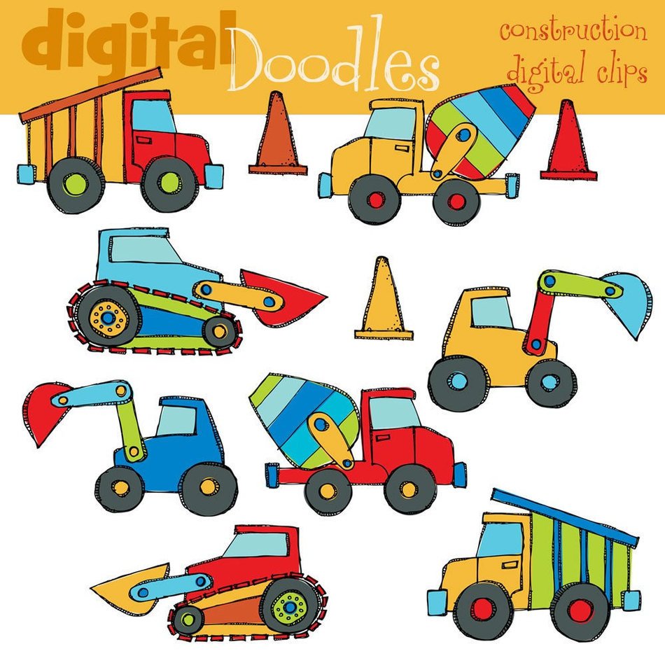 pictures of construction equipment on a white background