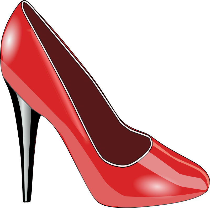 Red female shoe on a black background free image download