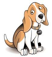 Beagle, sad sitting dog, drawing