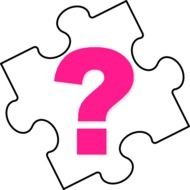 pink question mark on the white part of the puzzle