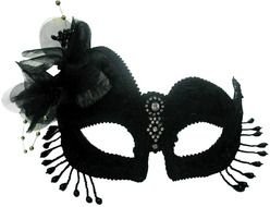 Venetian Decorated Black Lace Mask drawing