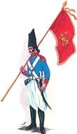 painted military cossack with flag