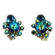 Beaujewels Blue Margarita Stone Clip Earrings