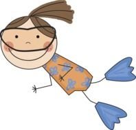 cartoon smiling girl in swimming mask and shoes