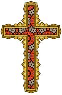 golden cross with bright pattern, drawing