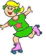 girl on roller skates as a graphic image