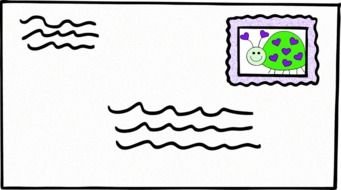 drawn cartoon envelope with stamp