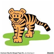 Cartoon Bengal Tiger Big Cat With Stripes Cut Outs