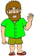 bearded man in a green shirt as a graphic image