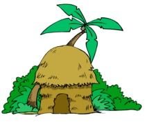 hut in the jungle as a graphic image