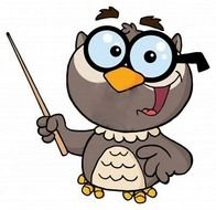 clipart of cartoon owl in glasses with a pointer