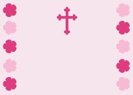 painted pink cross and flowers on a pink banner