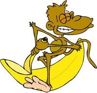 cartoon funny Monkey peels banana
