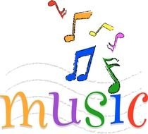 Colorful Music Notes Symbols Single Notesjpg