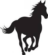 drawn black silhouette of a galloping horse