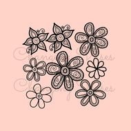 Hand Drawn Doodle Flowers Digital Scrapbooking Gra