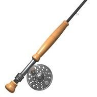 fishing rod with wooden handle
