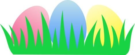 pink, blue and yellow Easter eggs