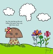 Clipart of speaking Mushroom and Clouds