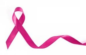 pink cancer ribbon on the white background