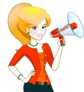 pretty cartoon gorl with speaker