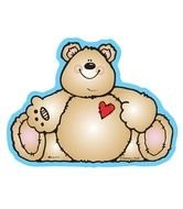 funny fat teddy bear with red heart, drawing