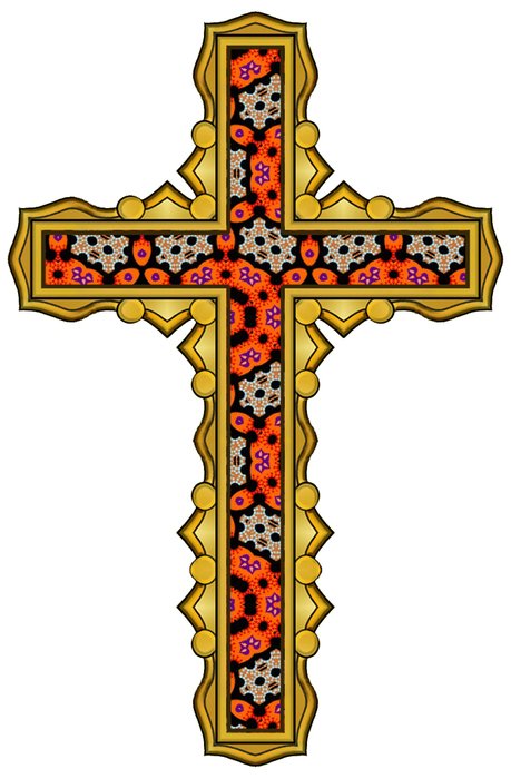 golden cross with bright pattern, drawing
