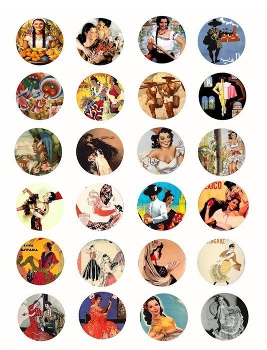 Spanish Latin Women Men Flamenco Dancers Mexico Travel Posters Clip N2