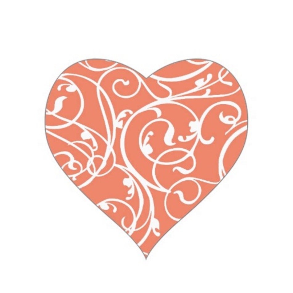 Elegant Coral Vintage Scroll Damask Pattern Heart Sticker Zazzle Com