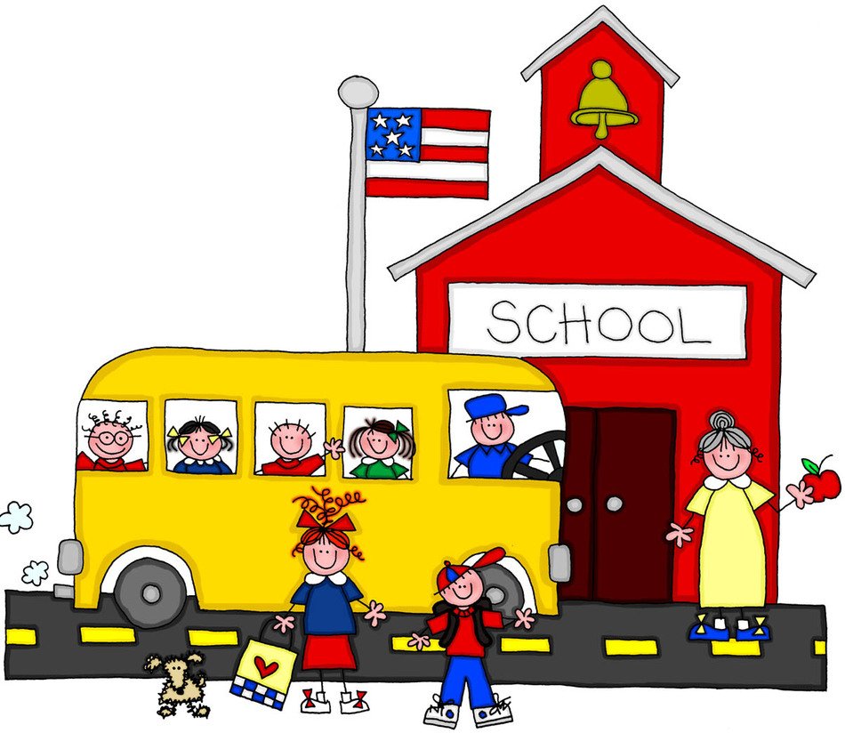 picture of a school bus near the school