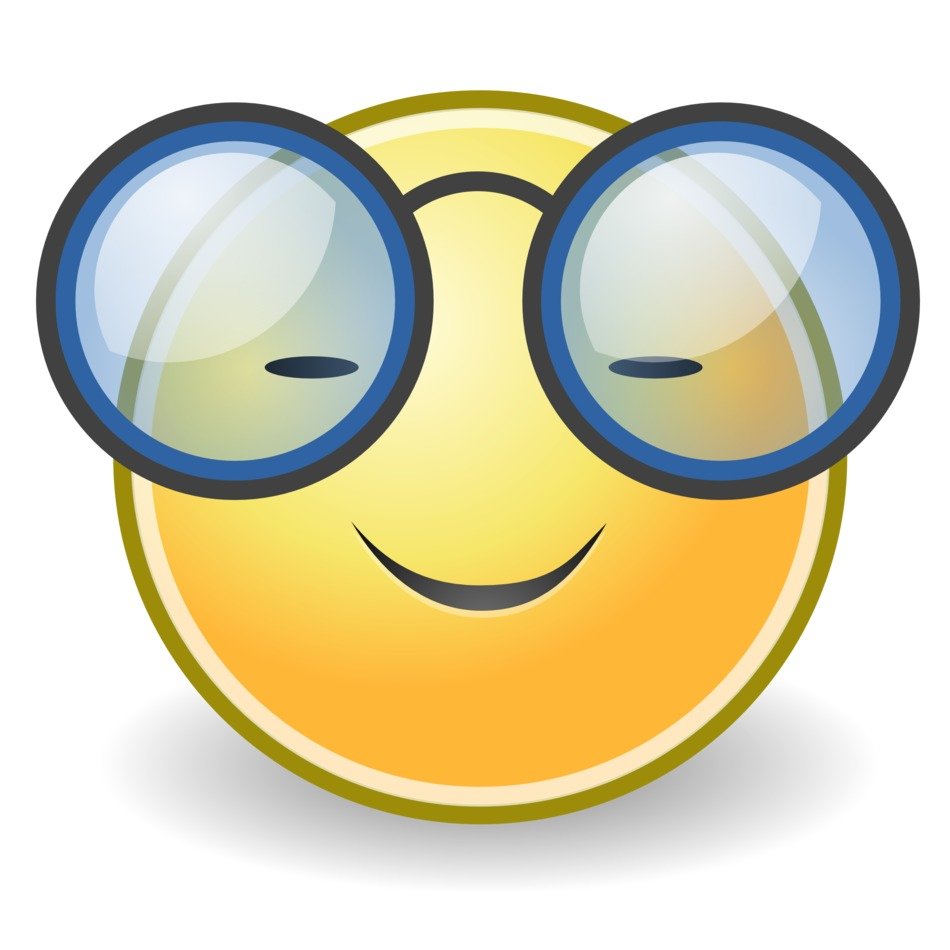 smiley in glasses on a white background