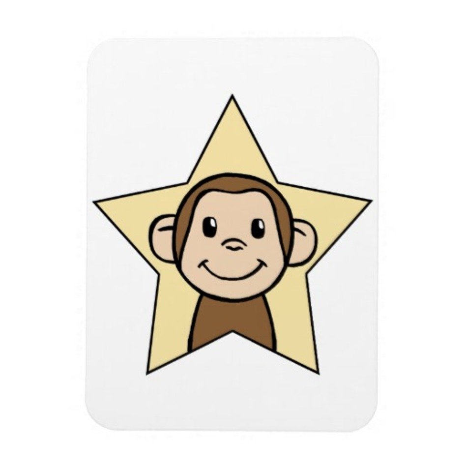 Cute Cartoon Monkey With Grin Smile Star Rectangular Magnets