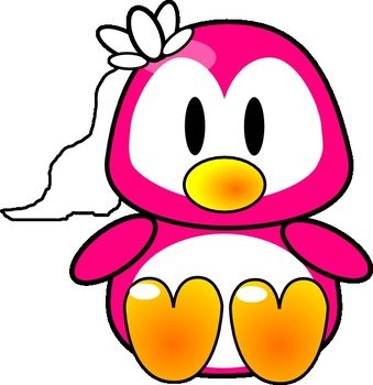 Clipart of Pink Girl Penguin