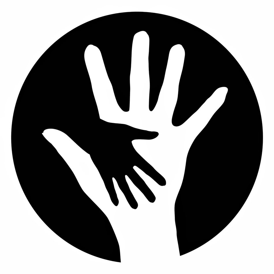 palm on palm on a black circle