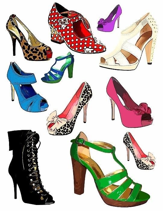 Womens High Heel Shoes Fashion Graphics Digital Download Col