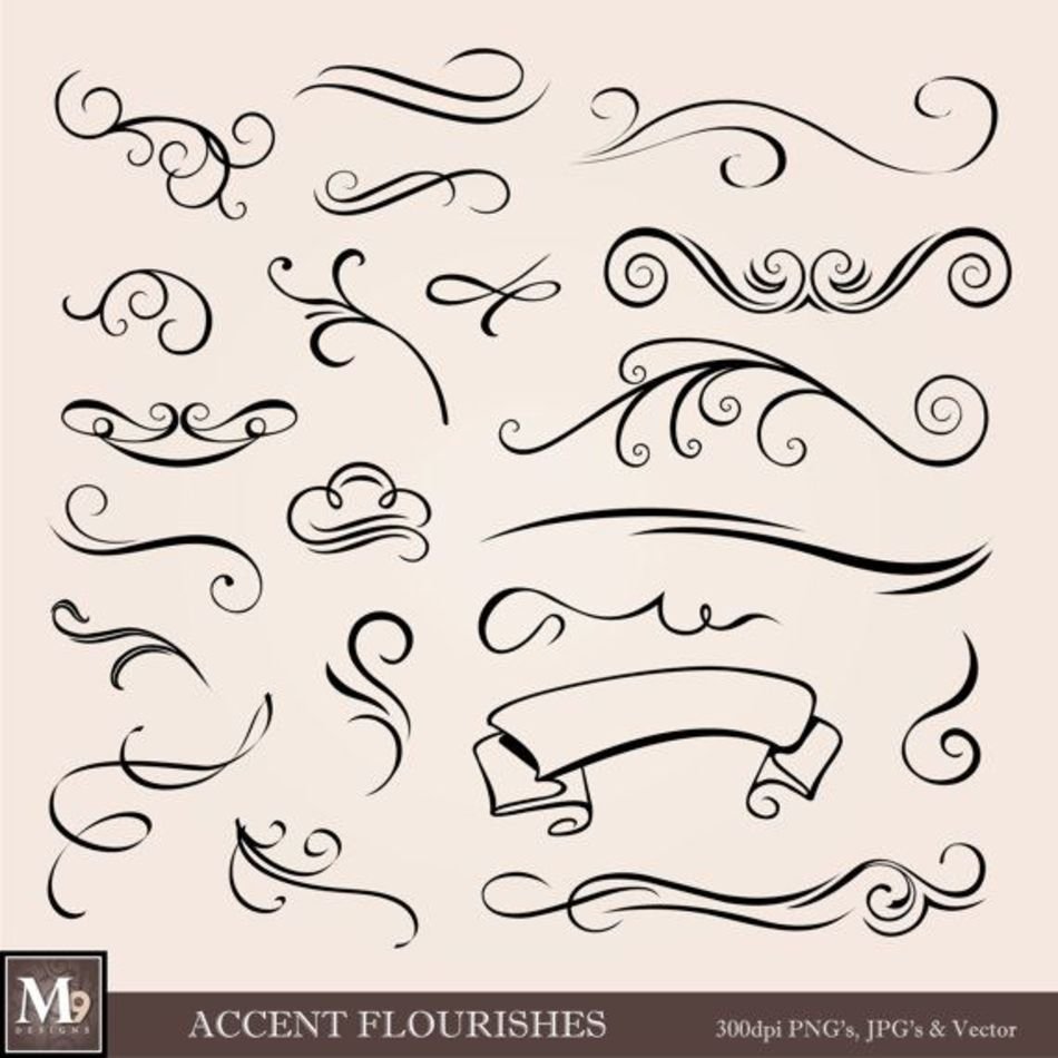 Accent Flourishes Illustrations Instant Download Variety Of