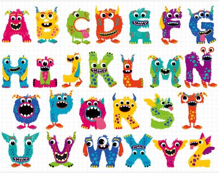 &187 &ndash; Fun Monster Abc Alphabet clipart