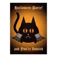 Halloween Cute And Funny Black Vampire Cat 5x7 Invitation