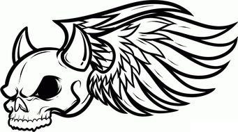 motorcycle symbol with skull and wings