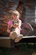 Blonde girl with the small dog