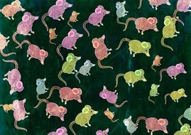 background, little colorful mice pattern