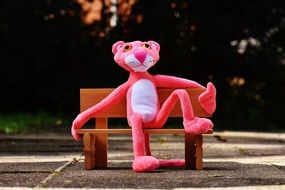 big Pink Panther stuffed animal sitting